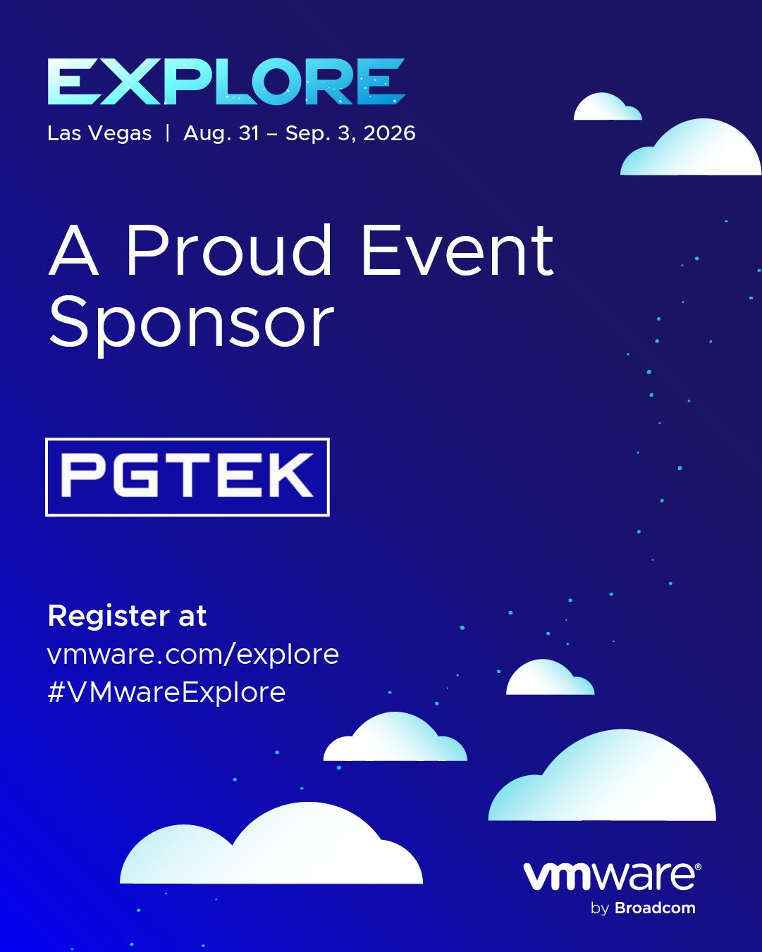 PGTEK VMware Explore 2026 proud event sponsor countdown